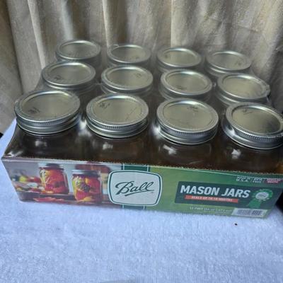 Brand new sealed canning jars - and a partial box with enamel canning pot