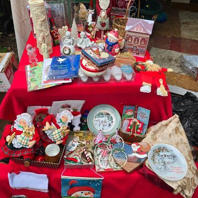 Lots of Christmas Decor - ornaments - collectibles - snowmen -10" fiber optic Santa - candles and more