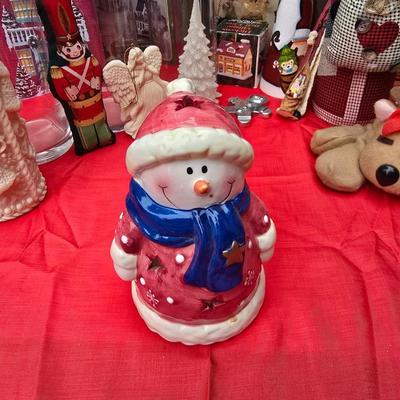 Lots of Christmas Decor - ornaments - collectibles - snowmen -10" fiber optic Santa - candles and more
