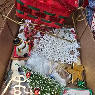 Faux Christmas tree - Ornaments - Christmas Decor - porcelain carousel horse and more