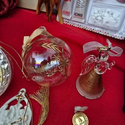Faux Christmas tree - Ornaments - Christmas Decor - porcelain carousel horse and more