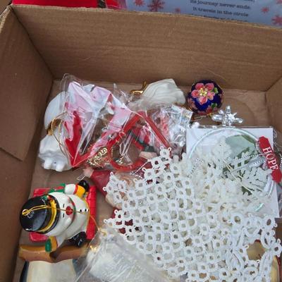 Faux Christmas tree - Ornaments - Christmas Decor - porcelain carousel horse and more
