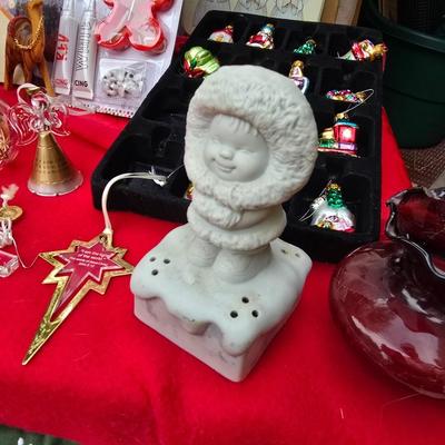 Faux Christmas tree - Ornaments - Christmas Decor - porcelain carousel horse and more