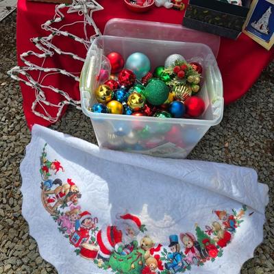 Faux Christmas tree - Ornaments - Christmas Decor - porcelain carousel horse and more
