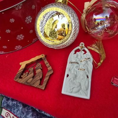 Faux Christmas tree - Ornaments - Christmas Decor - porcelain carousel horse and more
