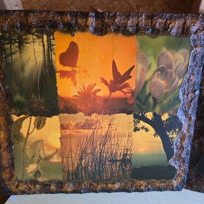 Pair of wooden wall plaques - decoupage wall art - liberty bell and nature scenes