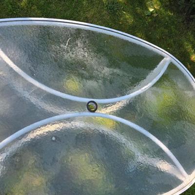 White plexi Glass table with hard plastic top