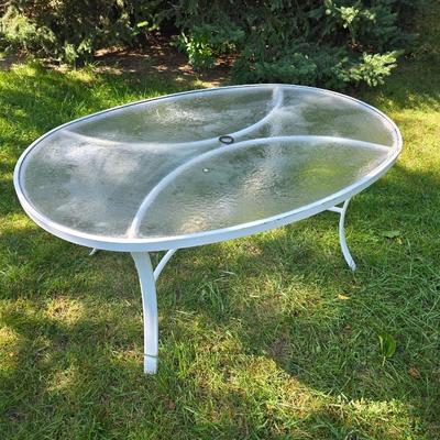 White plexi Glass table with hard plastic top