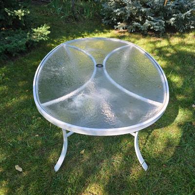 White plexi Glass table with hard plastic top