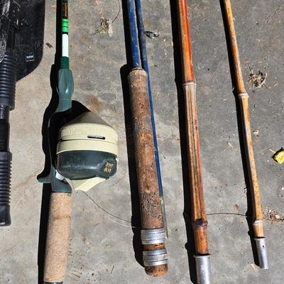 Fishing rods and portable shovel