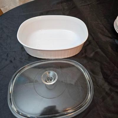 Bonjour Casserole dish and a partial set of Churchill dinnerware