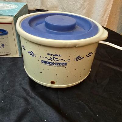 Orville Redenbacher's popcorn maker and two small electric Crockpots