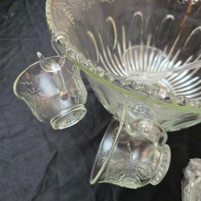 Punch Bowl and Glasses with cup hooks
