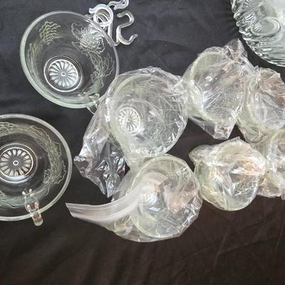 Punch Bowl and Glasses with cup hooks