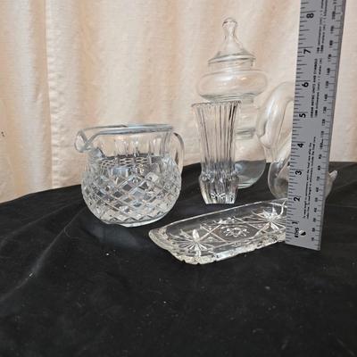 Decorative Clear Glass wear - Avon vase - glass blown swan - heavy pitcher and more
