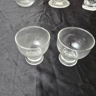 Vintage pressed and etched glassware - covered candy dish - Avon vase - etched bowl and more