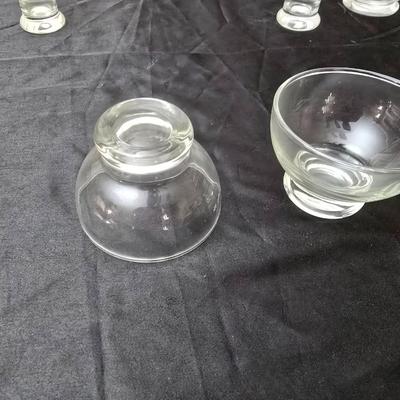 Vintage pressed and etched glassware - covered candy dish - Avon vase - etched bowl and more