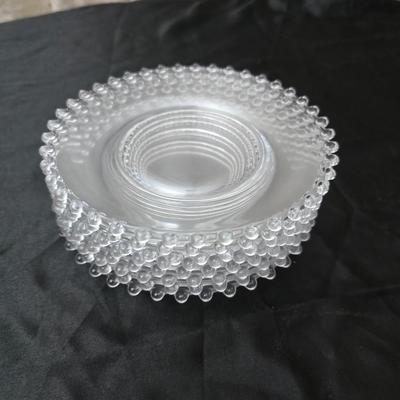 Vintage Imperial glass Candlewick glass - Boopie glassware - small plates, platter, cups and a candle holder