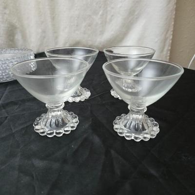 Vintage Imperial glass Candlewick glass - Boopie glassware - small plates, platter, cups and a candle holder