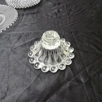 Vintage Imperial glass Candlewick glass - Boopie glassware - small plates, platter, cups and a candle holder