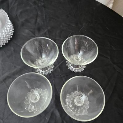 Vintage Imperial glass Candlewick glass - Boopie glassware - small plates, platter, cups and a candle holder