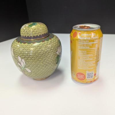 Vintage Chinese Cloisonne Ginger Jar With Lid Floral Design #1