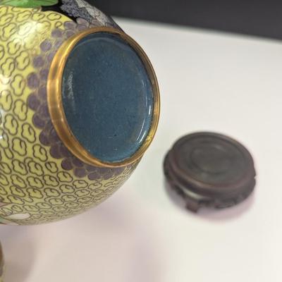 Vintage Chinese Cloisonne Ginger Jar With Lid Floral Design #1