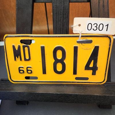 Vintage 1966 Maryland Motorcycle License Plate 1814 Man Cave Garage