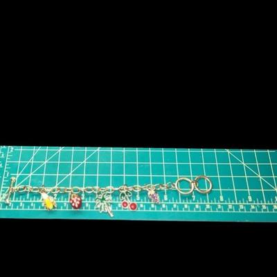 Silver Tone Fruit Charm Bracelet