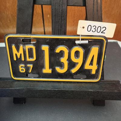 Vintage 1967 Maryland Motorcycle License Plate 1394 Man Cave Garage