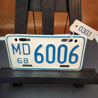 Vintage 1968 Maryland Motorcycle License Plate 6006 Man Cave Garage