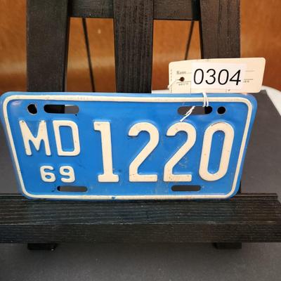 Vintage 1969 Maryland Motorcycle License Plate 1220 Man Cave Garage