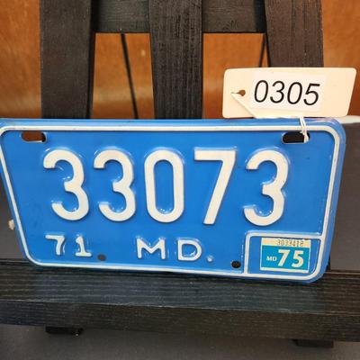 Vintage 1971 Maryland Motorcycle License Plate 33073 Man Cave Garage