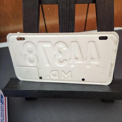 Vintage 1970's RED Maryland Motorcycle License Plate 44378 Man Cave Garage