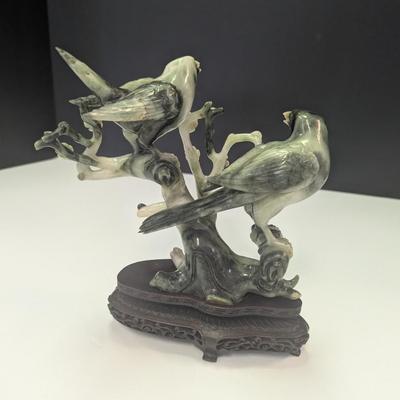 Vintage Soapstone Carved Birds on a Branch Statuette (See Note Below)