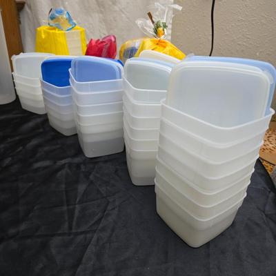 Variety of plastic Food storage containers with lids