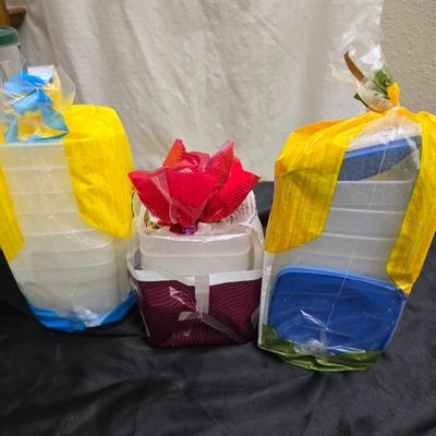 Variety of plastic Food storage containers with lids