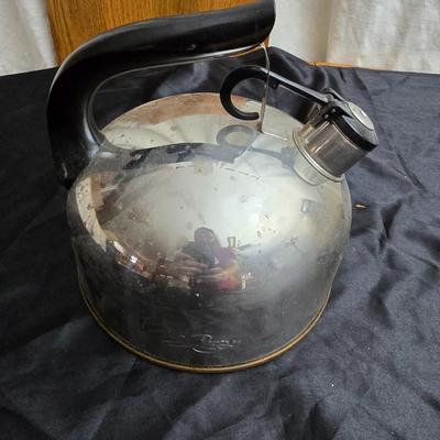 Chrome revere tea pot - corning ware casserole dishes - batter pitcher and more