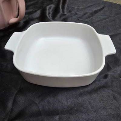 Chrome revere tea pot - corning ware casserole dishes - batter pitcher and more