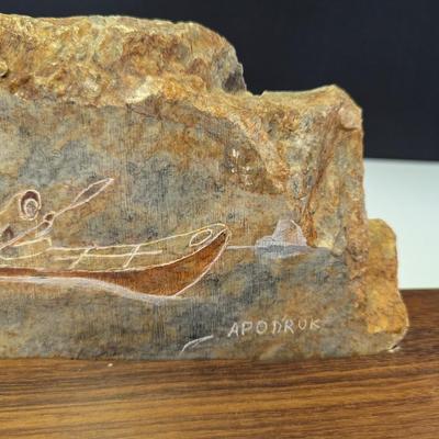 Vintage Apodruk Scrimshaw Rock