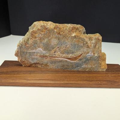 Vintage Apodruk Scrimshaw Rock