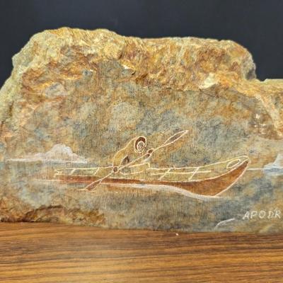 Vintage Apodruk Scrimshaw Rock