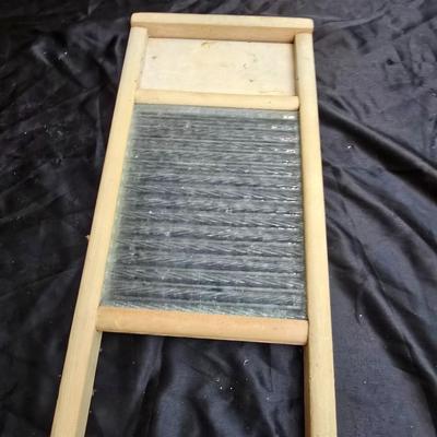 Two vintage washboards - one glass - one metal