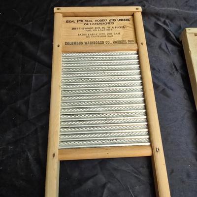 Two vintage washboards - one glass - one metal