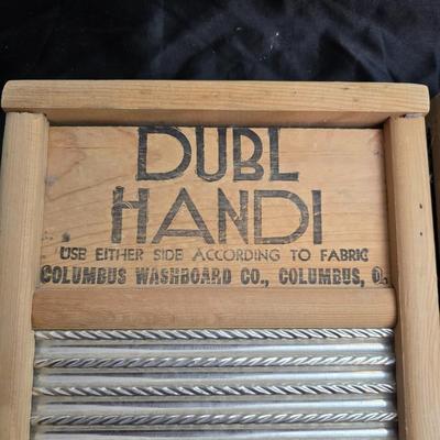 Two vintage washboards - one glass - one metal