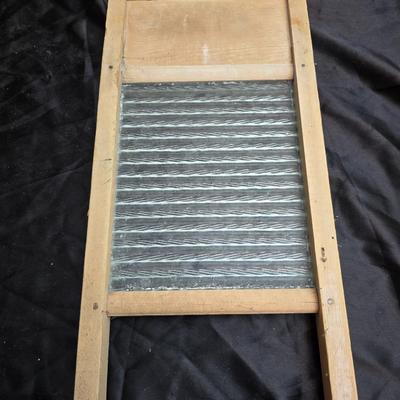 Two vintage washboards - one glass - one metal