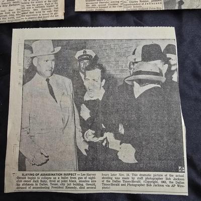 Vintage newspaper articles about Kennedy shooting - Declaration of United States - Neat cast nutcracker - and more