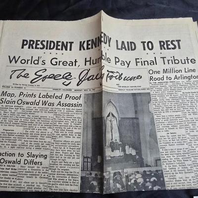 Vintage newspaper articles about Kennedy shooting - Declaration of United States - Neat cast nutcracker - and more