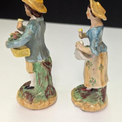 Antique Staffordshire England Figurine Man & Woman Selling Wares