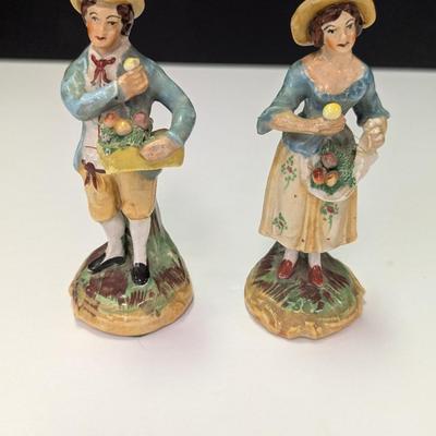 Antique Staffordshire England Figurine Man & Woman Selling Wares